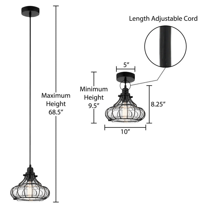 10" Aisling Black Metal Conical Pendant