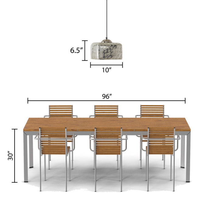 10 in. Nickel 1-Light Pendant with Painted Silver Glass Shade