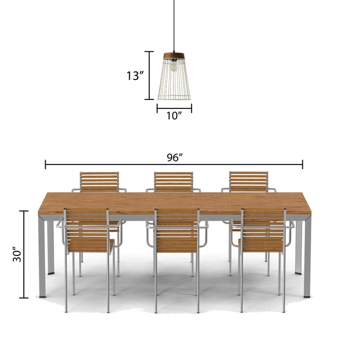 10" W 1-Light Judy White Metal and Brown Wood Pendant