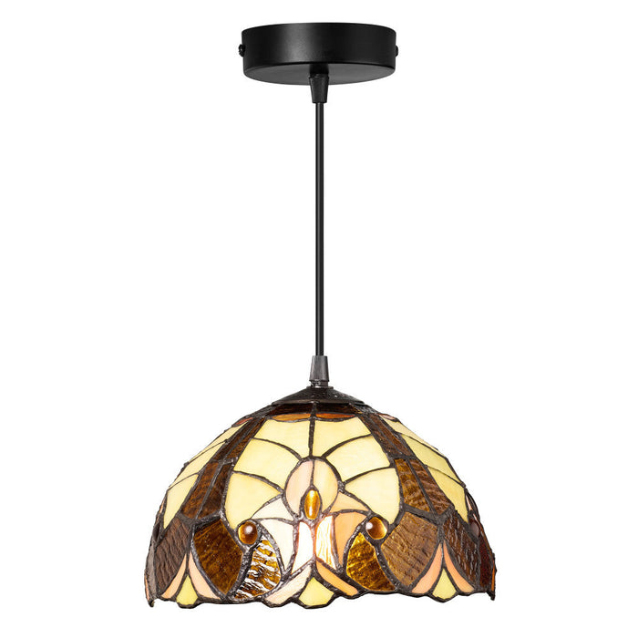 10" W Halston Traditional Amber Dome Shade Pendant Light-On