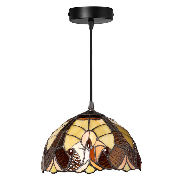 10" W Halston Traditional Amber Dome Shade Pendant Light-Off
