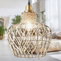 10.25" W 1-Light Betsy Rattan and Metal Pendant with a blurred indoor background