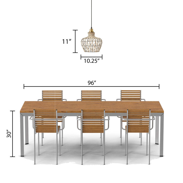 10.25" W 1-Light Betsy Rattan and Metal Pendant