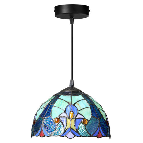 10.25" W Halston Traditional Blue Dome Shade Pendant Light-On