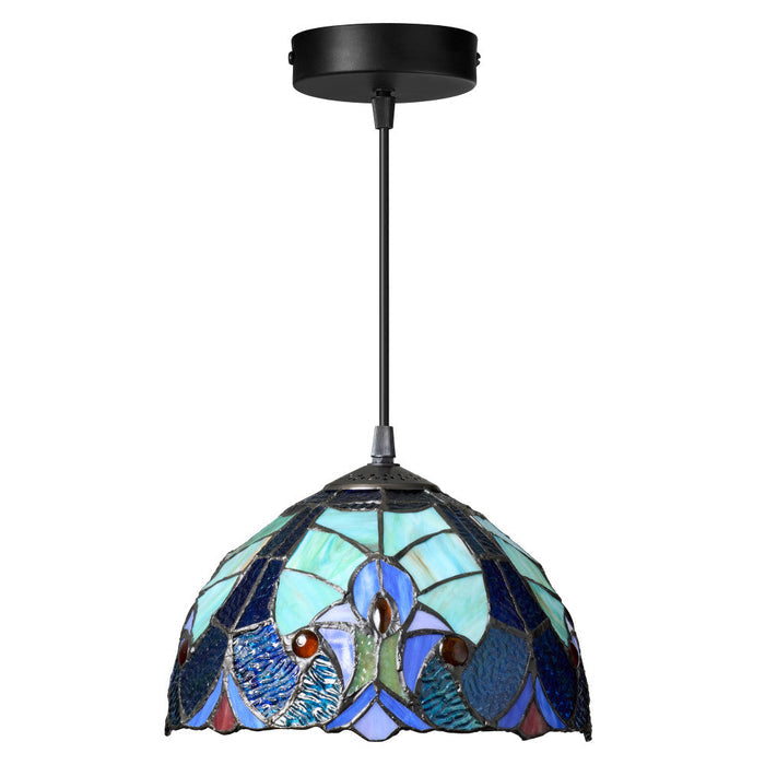10.25" W Halston Traditional Blue Dome Shade Pendant Light-Off