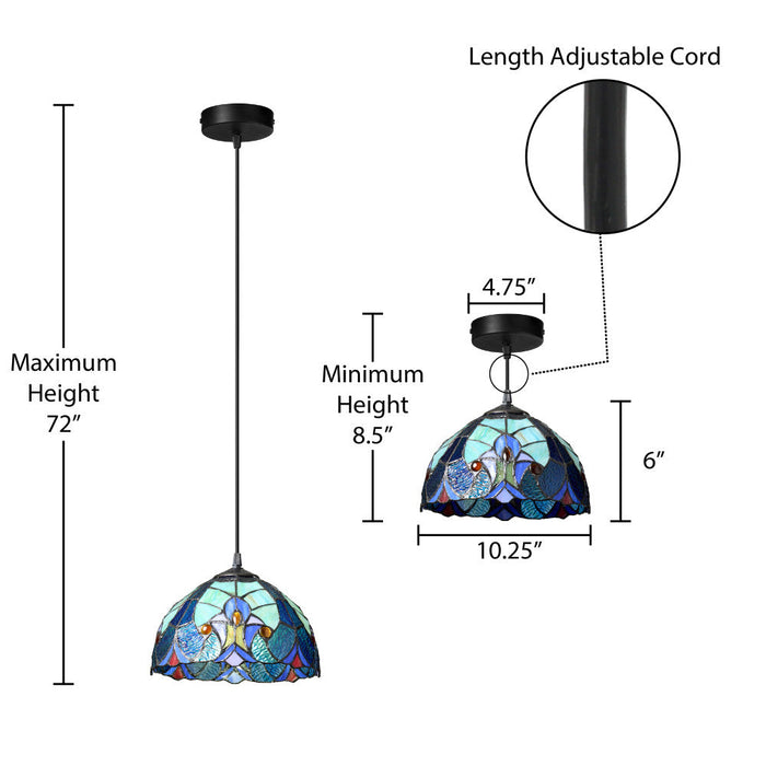 10.25" W Halston Traditional Blue Dome Shade Pendant Light