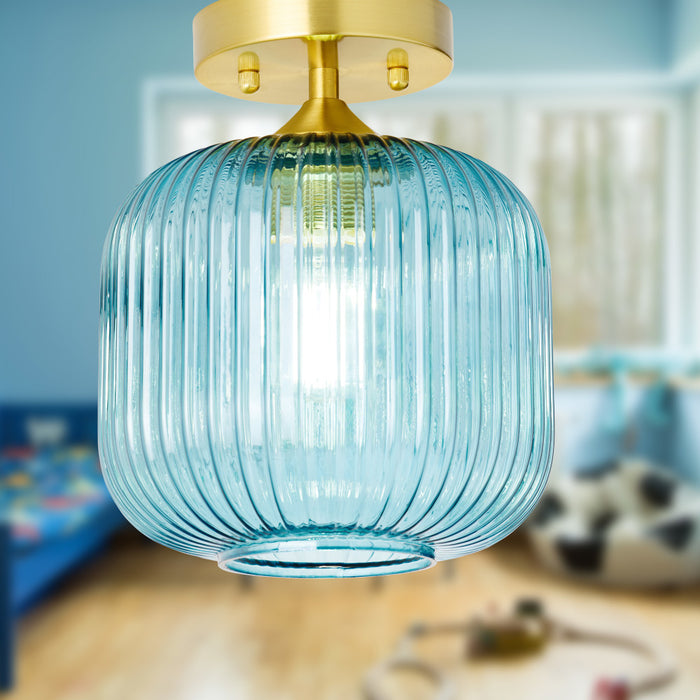 10.25"H Jeanine Globe Ceiling Light in a room setting