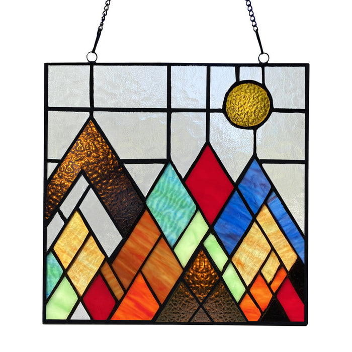 10"H Beyond the Mountain Tops Multicolored Window Panel-Backlit