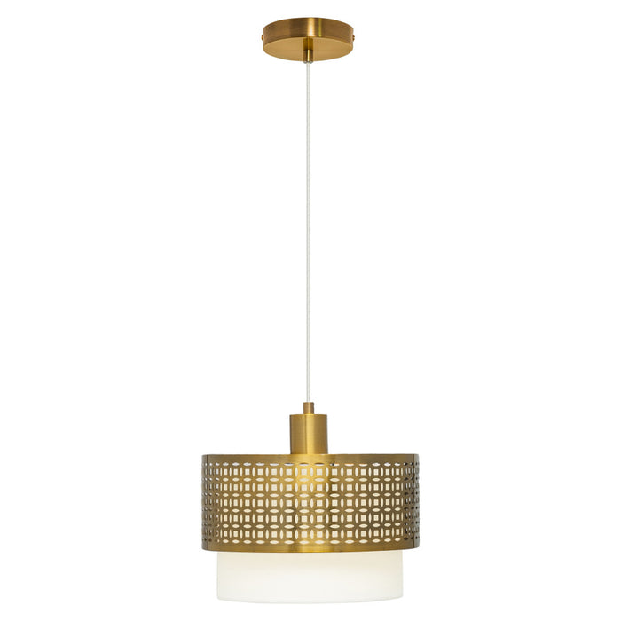 11.125"W 2-Piece Shade Pendant Adjustable Light-On