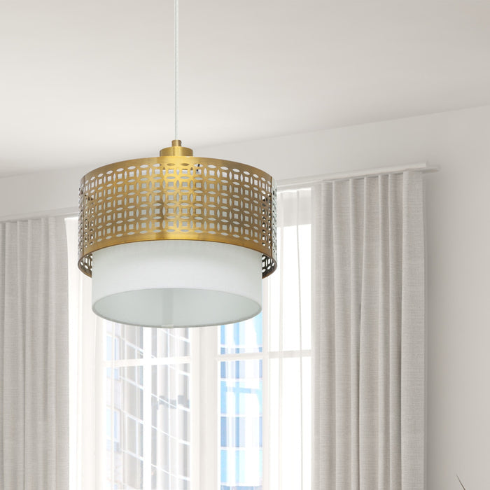 11.125"W 2-Piece Shade Pendant Adjustable Light