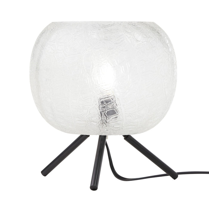 11.5" H Libby Black Tripod Table Lamp with a Textured Clear Glass Globe Shade-On