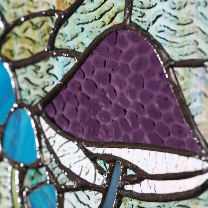 11.5"H Erin Green Mushrooms Stained Glass Window Panel