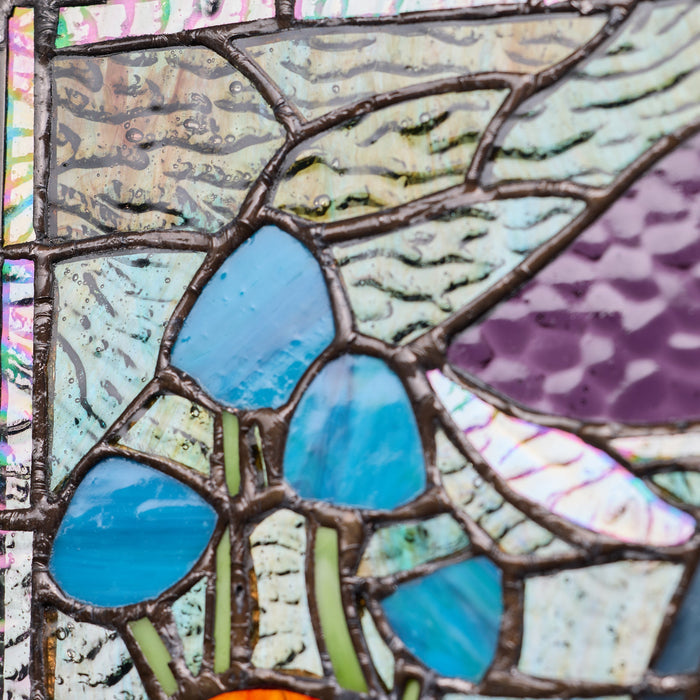 11.5"H Erin Green Mushrooms Stained Glass Window Panel