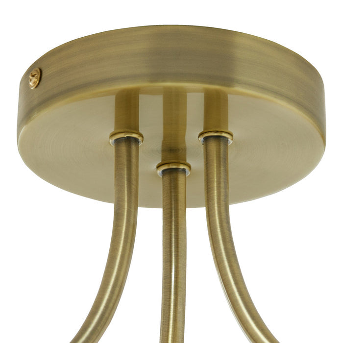 11.5"H Gold-Colored Metal Ceiling Light with Rattan Shades