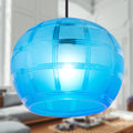 11.75" W Curtis Modern Blue Hand Blown Glass Globe Shade Pendant Light in a room setting