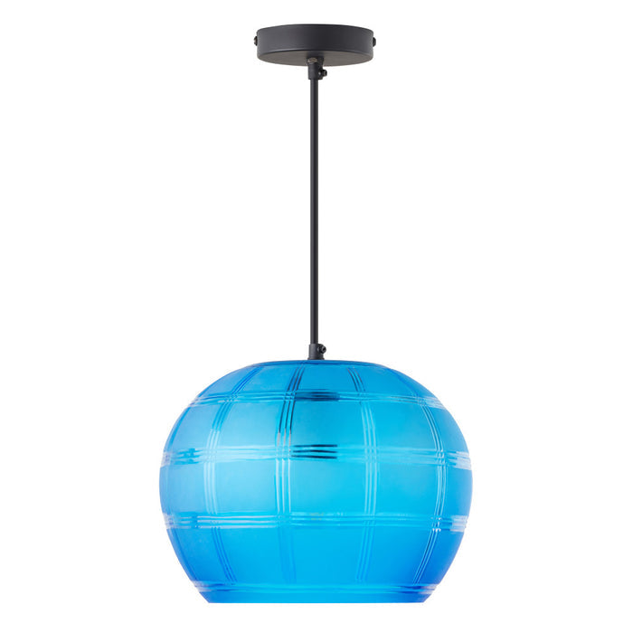 11.75" W Curtis Modern Blue Hand Blown Glass Globe Shade Pendant Light-Off