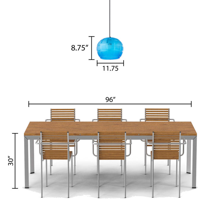 11.75" W Curtis Modern Blue Hand Blown Glass Globe Shade Pendant Light