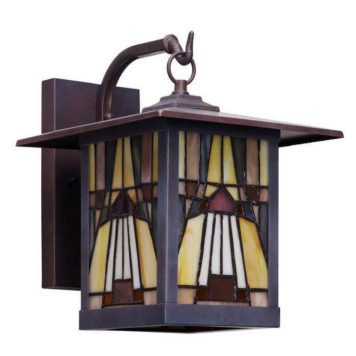 11.75"H Mission 1-Light Stained Glass Oil Rubbed Bronze Outdoor Light Fixture-Off