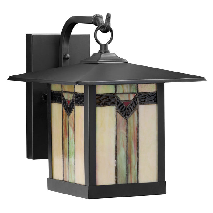 11.75"H Prairie 1-Light Stained Glass Black Outdoor Light Fixture-Off
