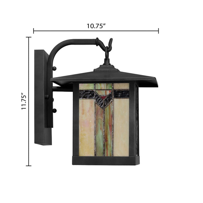 11.75"H Prairie 1-Light Stained Glass Black Outdoor Light Fixture