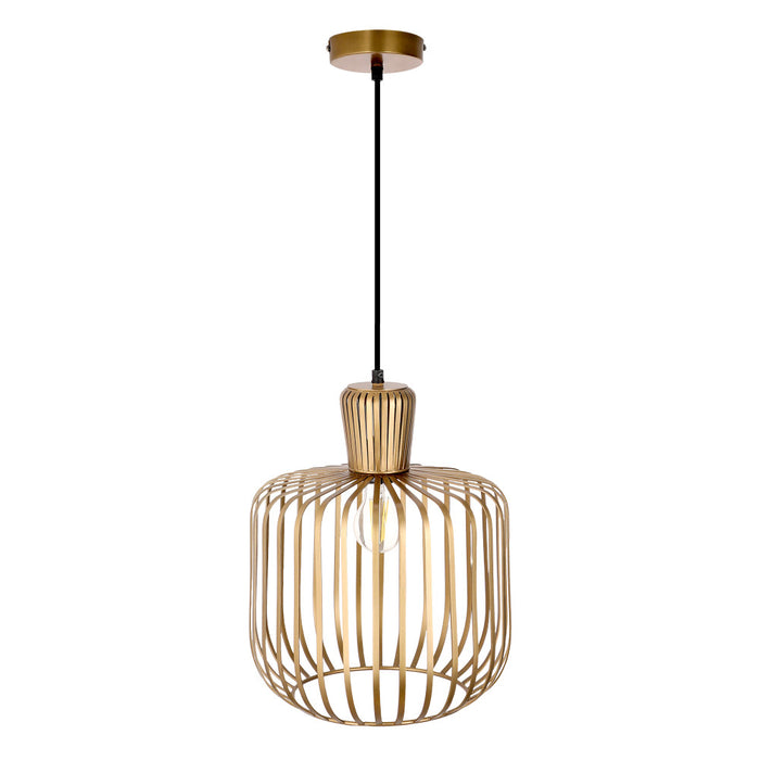 11.75"W Riley Caged Globe Shade Pendant Light-Off