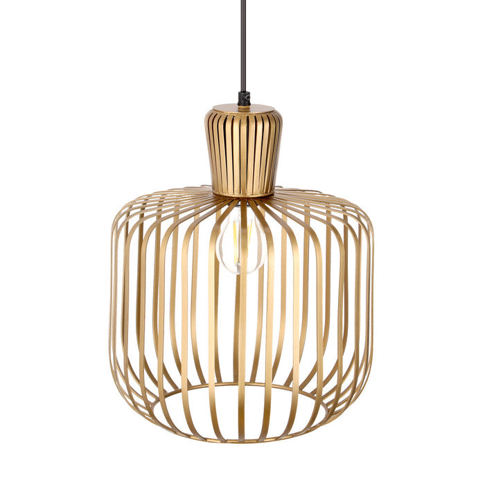11.75"W Riley Caged Globe Shade Pendant Light. Shade closeup-On