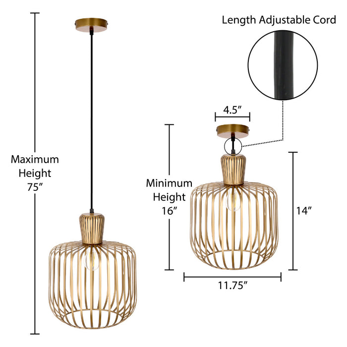 11.75"W Riley Caged Globe Shade Pendant Light