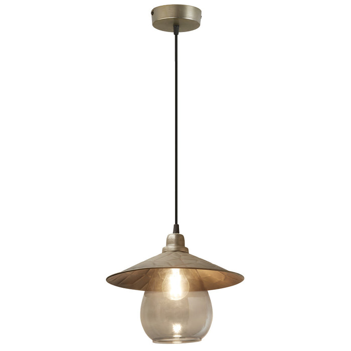 11.8" W 1-Light Charley Glass and Metal Pendant-On