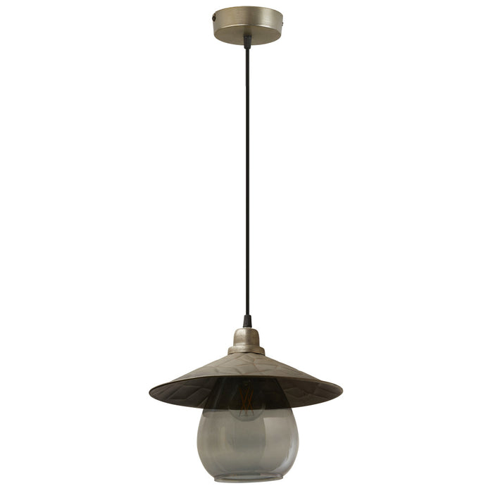 11.8" W 1-Light Charley Glass and Metal Pendant-Off