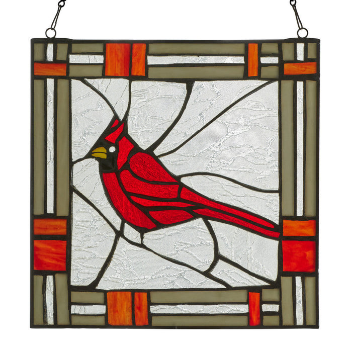 11"H Carol the Cardinal Stained Glass Window Panel-Backlit