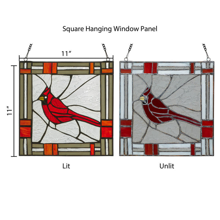 11"H Carol the Cardinal Stained Glass Window Panel