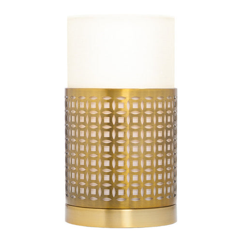 11"H Xander Gold Round Shade Hurricane Lamp-On