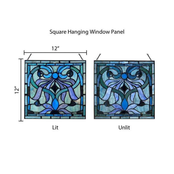 12" H Ilsa Stained Glass Window Panel-Comparison between backlit and frontlit