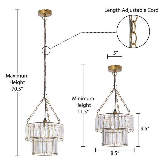 12" W 1-Light Constance Glass and Metal Pendant