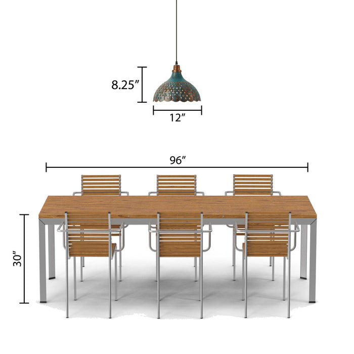 12" W 1-Light Orlando Faux Blue Patina Metal Pendant