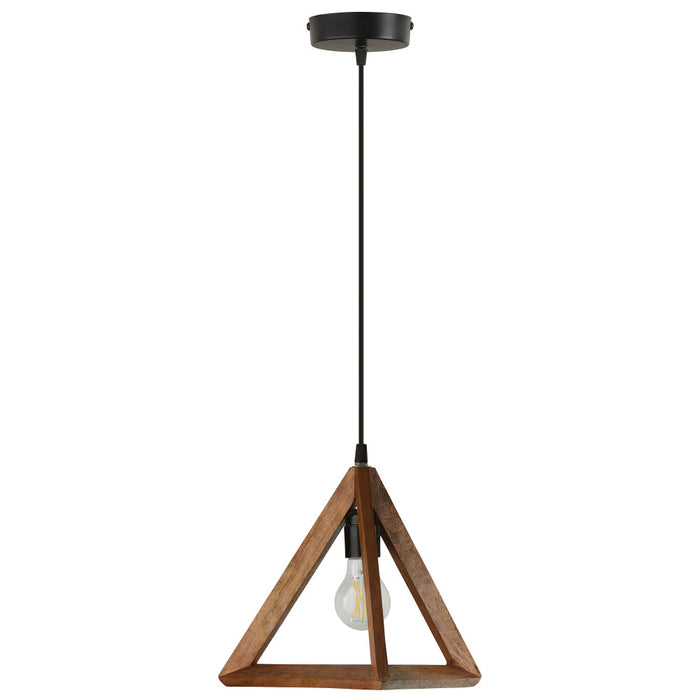 12" W Beverly Metal and Mango Wood Novelty Pendant-Off