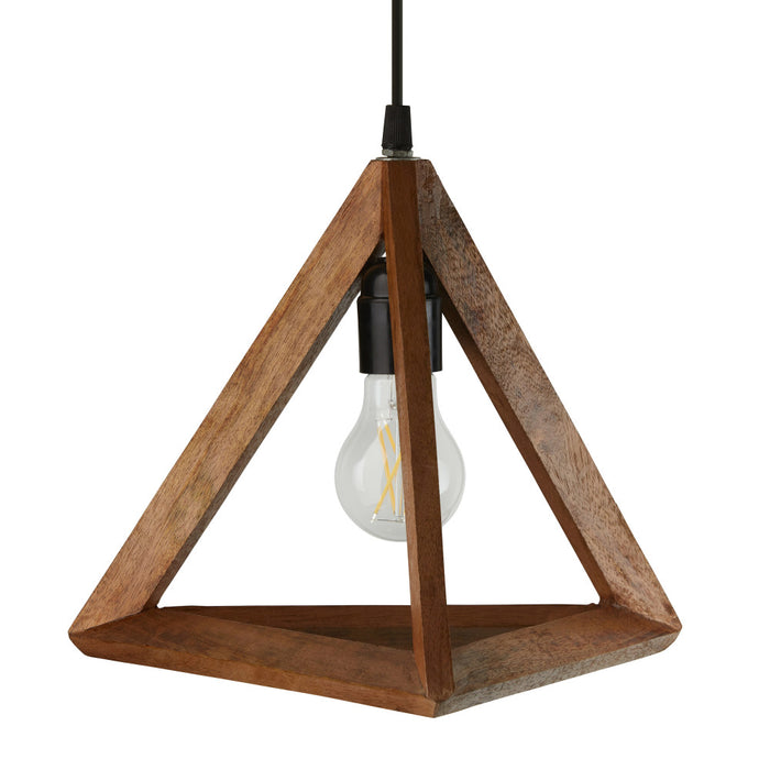 12" W Beverly Metal and Mango Wood Novelty Pendant. Shade closeup-Off