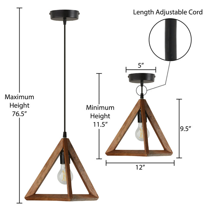 12" W Beverly Metal and Mango Wood Novelty Pendant