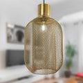 12" W Industrial Gold Mesh Oval Shade Pendant Light in a room setting