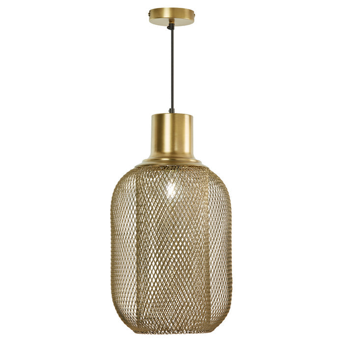 12" W Industrial Gold Mesh Oval Shade Pendant Light-On