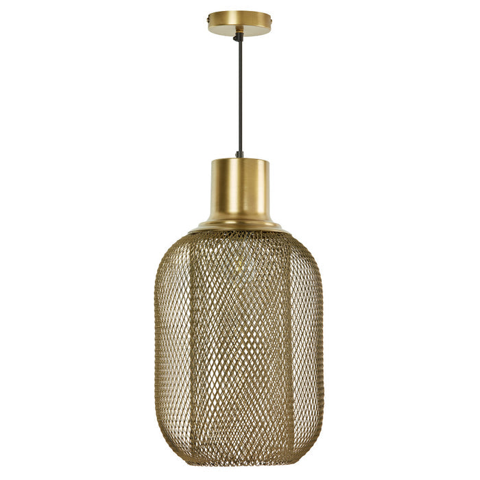 12" W Industrial Gold Mesh Oval Shade Pendant Light-Off