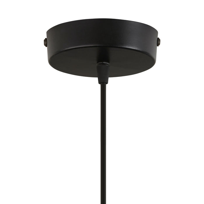 12" W Mattie Black Painted Metal Pendant Light with Wood Shade