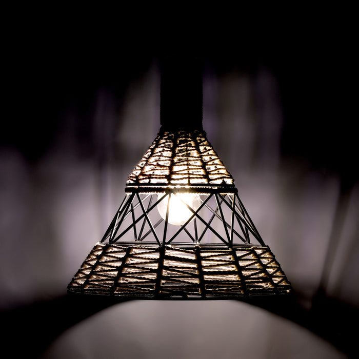 12" W Sandy Bohemian White Cone Shade Pendant