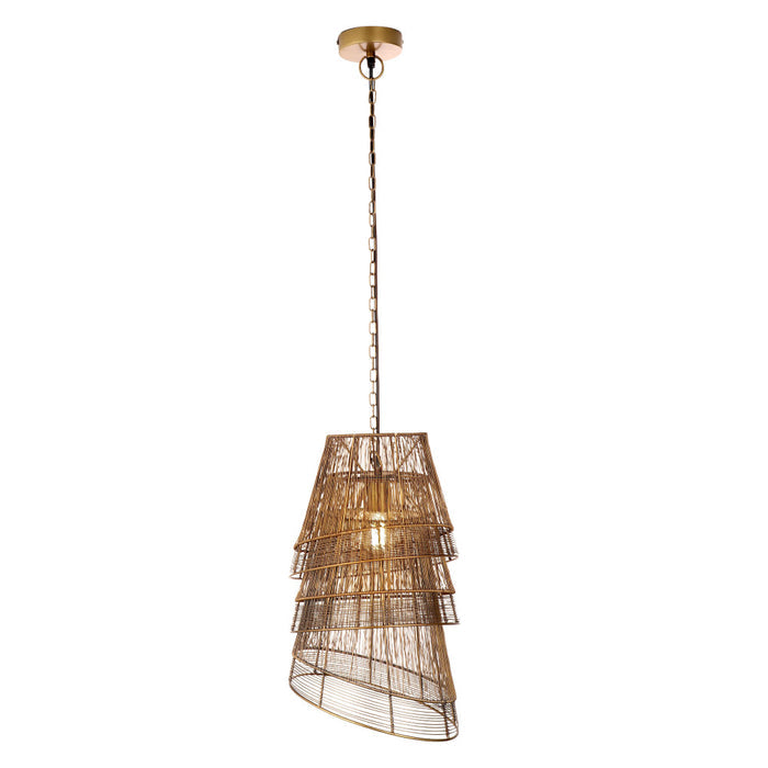 12.25"W 1-Light Milani Metal Tiered Empire Pendant-On