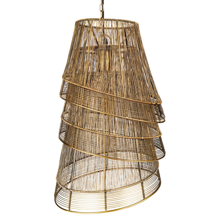 12.25"W 1-Light Milani Metal Tiered Empire Pendant. Shade closeup-Off