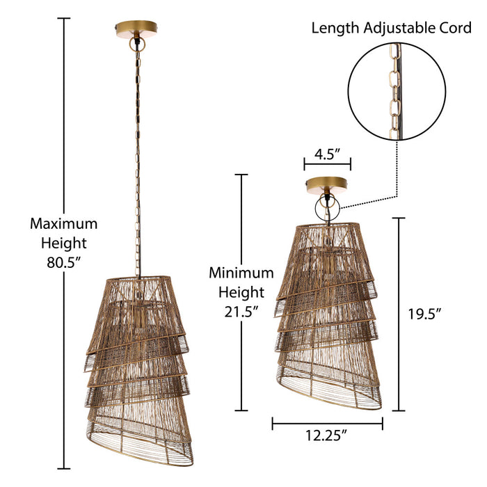 12.25"W 1-Light Milani Metal Tiered Empire Pendant