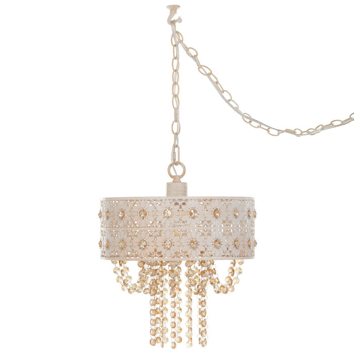 12.5"H Jeweled Blossoms Hanging Lamp-Off