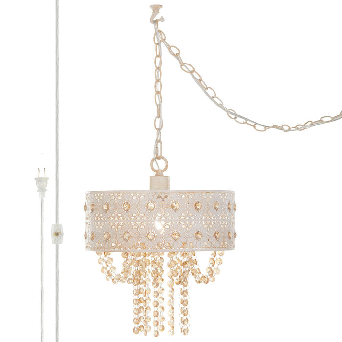 12.5"H Jeweled Blossoms Hanging Lamp-On