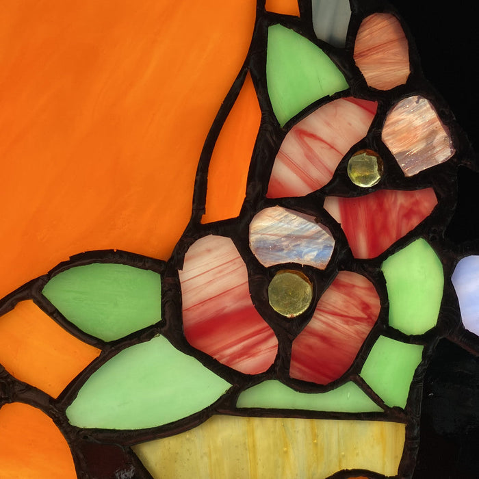 12.5"H Stained Glass Cats in the Garden Window Panel