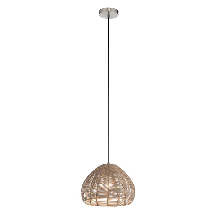 12.75" 1-Light Gloriana Pendant Light Rattan Brown-On